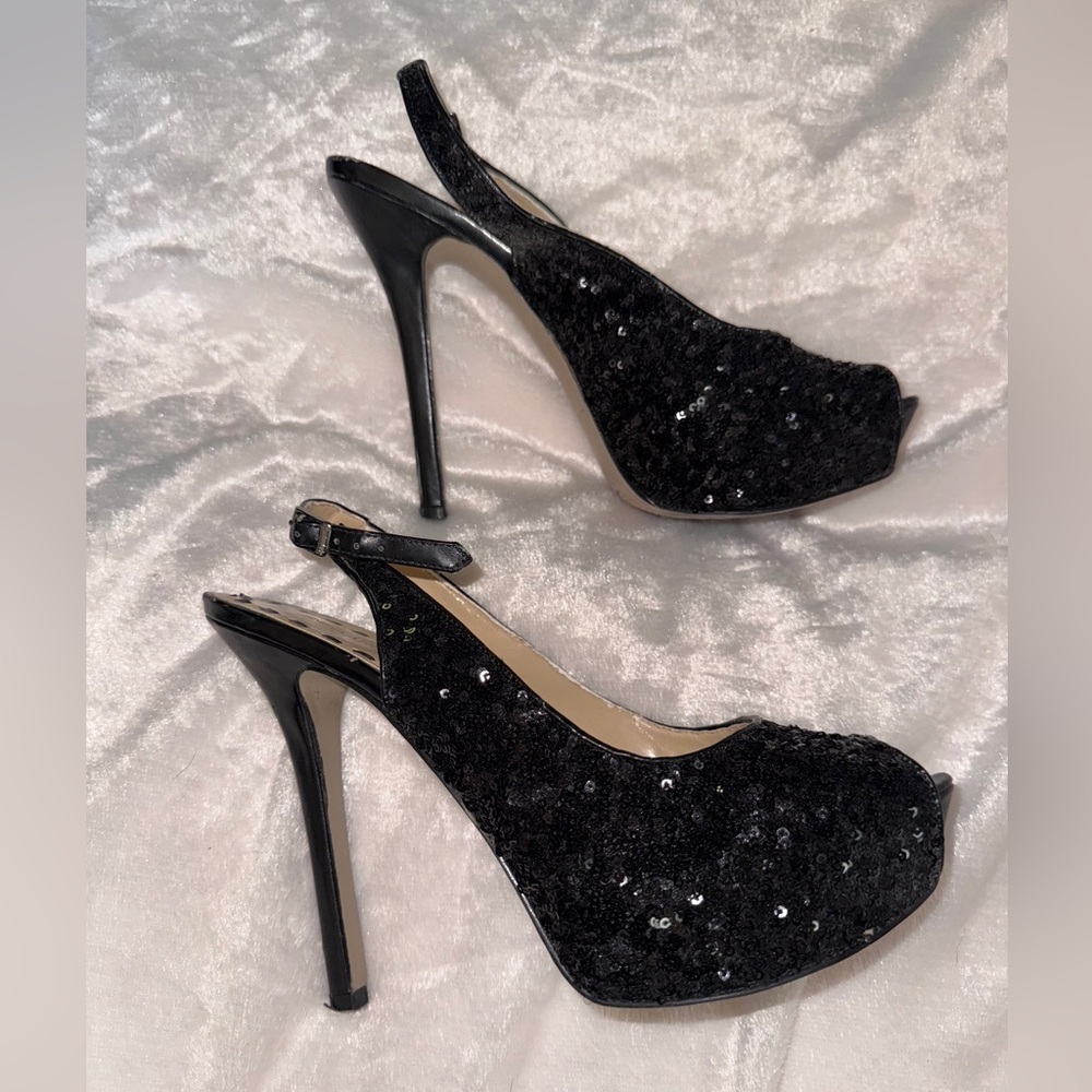 Black Sequin Heels